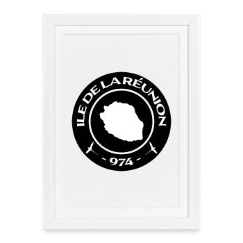 Ile de la Réunion / 974 - Affiche encadrée (27 × 37 cm) - blanc - Devant