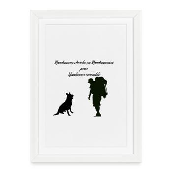 randonneur cherche randonneuse - Affiche encadrée (27 × 37 cm) - blanc - Devant