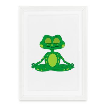 zen meditation frog - Framed poster (27 × 37 cm) - white - Front