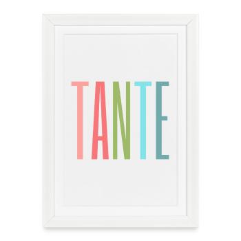 Tante Design Coloré – Cadeau personnel pour Tante - Affiche encadrée (27 × 37 cm) - blanc - Devant