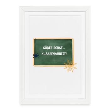 Bonbons autrement Travail en classe - Enseignant d’Halloween - Affiche encadrée (27 × 37 cm) - blanc - Devant