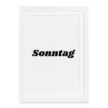 Sonntag Schriftzug - Gerahmtes Poster (27 × 37 cm) - Weiß - Vorne