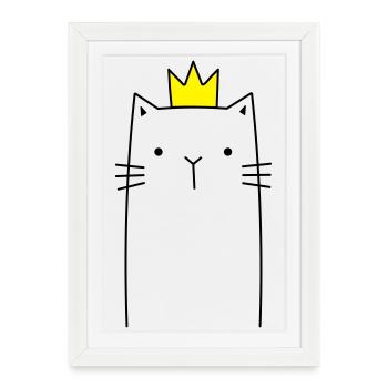 Cat with crown Prince princess gift - Framed poster (27 × 37 cm) - white - Front