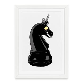 Le cavalier fou - Affiche encadrée (27 × 37 cm) - blanc - Devant