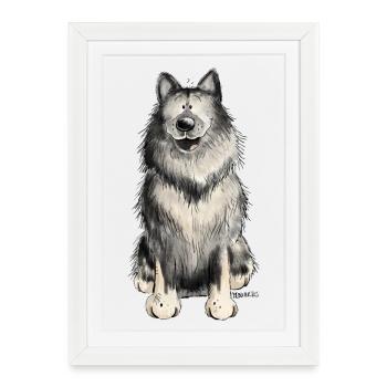 Happy Wolfsspitz I Comic Dog Gift - Framed poster (27 × 37 cm) - white - Front