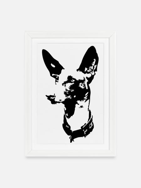 Podenco head - Framed poster (27 × 37 cm) - white