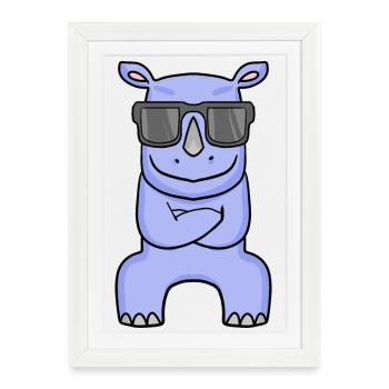 cool rhino - rhino with sunglasses - Framed poster (27 × 37 cm) - white - Front