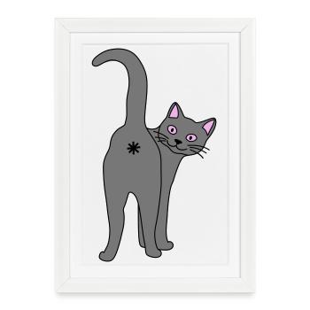 Naughty cat - Framed poster (27 × 37 cm) - white - Front