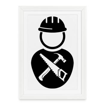 Artisanat Artisan Symbole Ouvrier Construction Charpentier - Affiche encadrée (27 × 37 cm) - blanc - Devant