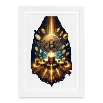 Explosion de Bitcoin Œuvre d’art numérique - Affiche encadrée (27 × 37 cm) - blanc - Devant
