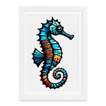 Hippocampe - Affiche encadrée (27 × 37 cm) - blanc - Devant