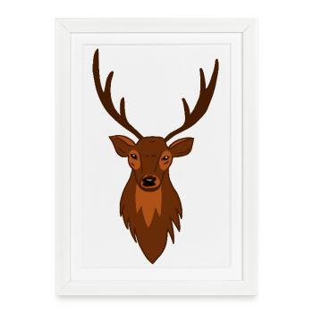 Chevreuil Cerf Cerf Chasseur de forêt - Affiche encadrée (27 × 37 cm) - blanc - Devant