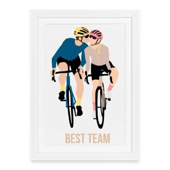 Couple Cyclistes - Best Team - Affiche encadrée (27 × 37 cm) - blanc - Devant
