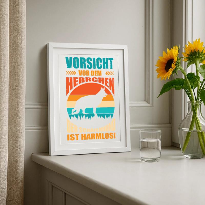 Schäferhund Geschenke Hund Herrchen Gassi Gerahmtes Poster (27 × 37 cm)