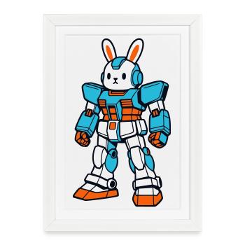 Lapin Mecha - Affiche encadrée (27 × 37 cm) - blanc - Devant