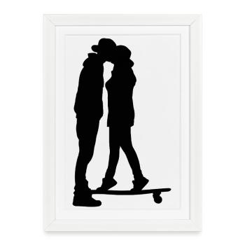 Planche à roulettes Kiss - Affiche encadrée (27 × 37 cm) - blanc - Devant