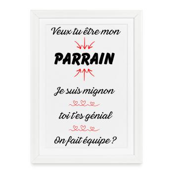 veux tu être mon parrain ?  - Affiche encadrée (27 × 37 cm) - blanc - Devant