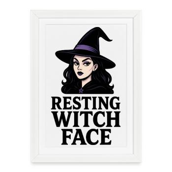 Ruhende Hexe Gesicht Sarkastisch Lustig Halloween - Gerahmtes Poster (27 × 37 cm) - Weiß - Vorne