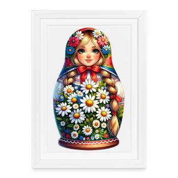 Matriochka en russe Matriochka Poupée Russe - Affiche encadrée (27 × 37 cm) - blanc - Devant
