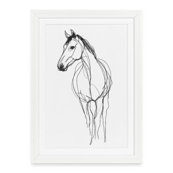 Cheval Line Art - Affiche encadrée (27 × 37 cm) - blanc - Devant