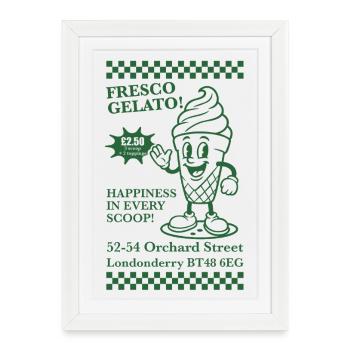 Mascotte FRESCO-GELATO - Affiche encadrée (27 × 37 cm) - blanc - Devant
