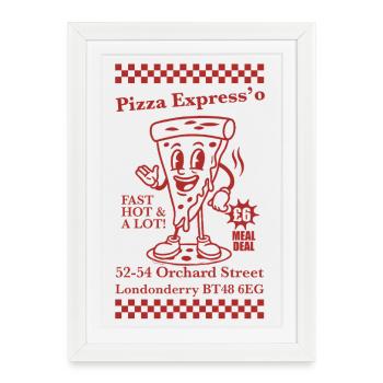 Pizza expresso mascotte rétro - Affiche encadrée (27 × 37 cm) - blanc - Devant
