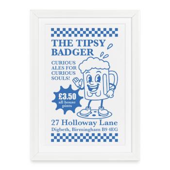 Mascotte The Tipsy Badger - Affiche encadrée (27 × 37 cm) - blanc - Devant