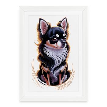 Illustration Chihuahua : Portrait de chien élégant - Affiche encadrée (27 × 37 cm) - blanc - Devant
