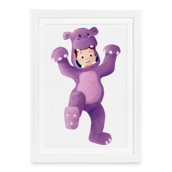 Garçon déguisé en hippopotame - Affiche encadrée (27 × 37 cm) - blanc - Devant