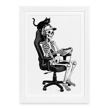Gaming Skeleton - Framed poster (27 × 37 cm) - white - Front