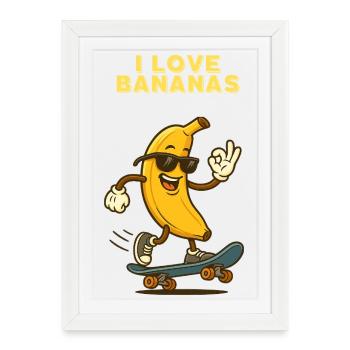 Skateur banane avec style - Affiche encadrée (27 × 37 cm) - blanc - Devant