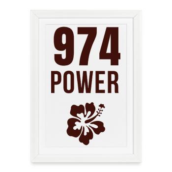 Power 974 Retro Tropical Hibiscus - Framed poster (27 × 37 cm) - white - Front