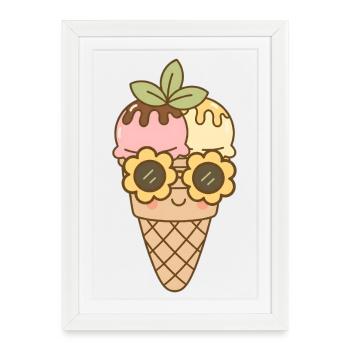 Glace - Affiche encadrée (27 × 37 cm) - blanc - Devant