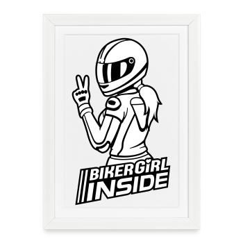 Biker Girl inside (colors changeable) - Framed poster (27 × 37 cm) - white - Front