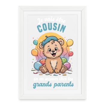 Pregnancy Announcement Gift Cousin Boy Uncle - Framed poster (27 × 37 cm) - white - Front