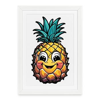 Ananas souriant - Affiche encadrée (27 × 37 cm) - blanc - Devant