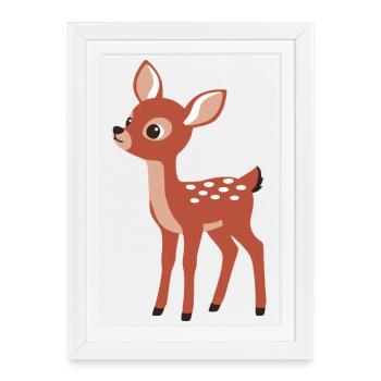 Cute curious fawn minimalist style - Framed poster (27 × 37 cm) - white - Front