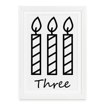 Trois bougies - Affiche encadrée (27 × 37 cm) - blanc - Devant