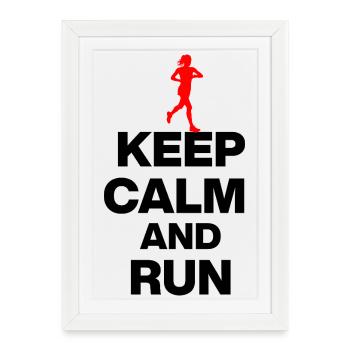 RESTE CALME ET COURS ! JOGGING RACING SPORT FIT noir - Affiche encadrée (27 × 37 cm) - blanc - Devant