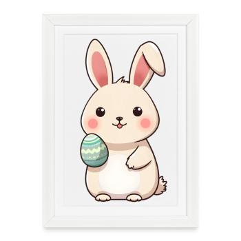 Lapin de Pâques - Affiche encadrée (27 × 37 cm) - blanc - Devant