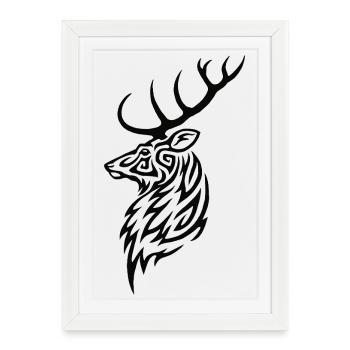 cerf - Affiche encadrée (27 × 37 cm) - blanc - Devant
