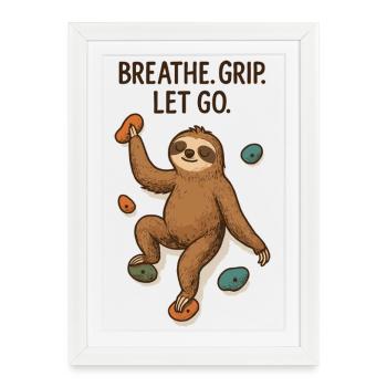 Paresseux Zen : Prise Lâche Grimpe - Affiche encadrée (27 × 37 cm) - blanc - Devant