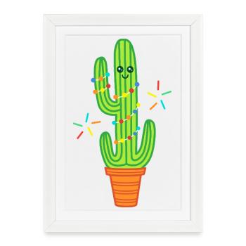 Cute Comic Cactus Green - Framed poster (27 × 37 cm) - white - Front