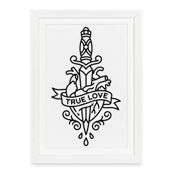 Tatouage d’amour - Affiche encadrée (27 × 37 cm) - blanc - Devant