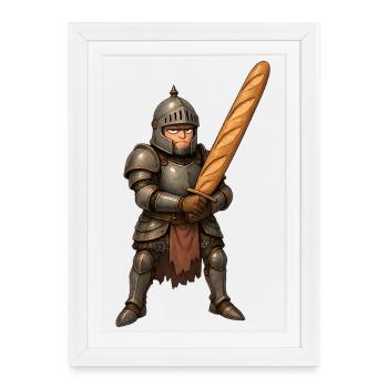 Baguette Knight – Bread instead of Sword - Framed poster (27 × 37 cm) - white - Front