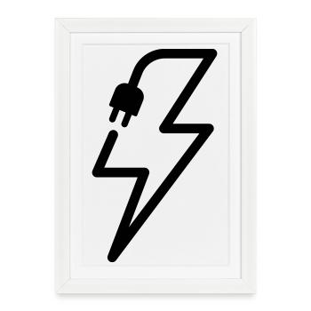 Icône d’alimentation de la prise de foudre pour électricien - Affiche encadrée (27 × 37 cm) - blanc - Devant