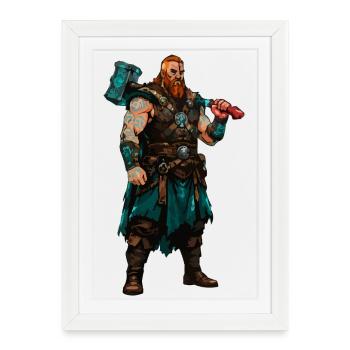 Viking Warrior - Framed poster (27 × 37 cm) - white - Front