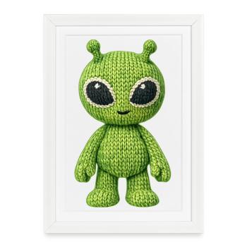 Extraterrestre vert en aspect tricoté - Affiche encadrée (27 × 37 cm) - blanc - Devant
