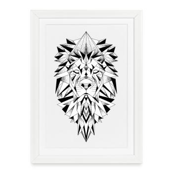 Geometric Lion Head Chart - Framed poster (27 × 37 cm) - white - Front