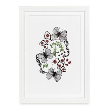 Butterfly Flower Circle - Framed poster (27 × 37 cm) - white - Front